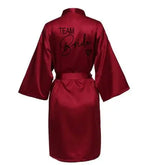 Wedding Party Team Bride Robe With Black Letters Kimono Satin Pajamas Bridesmaid Bathrobe SP003 - Matrix-studios.com