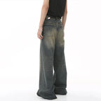 IEFB Summer Men's Denim Pants Old Blue Washed Male Jeans Straight Casual Menwear Loose Wide Leg Trousers New Fashion 9C354 - Matrix Studios