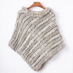 Women's Real Rabbit Fur Poncho Vest Natural Leather Winter Jacket Wrap Coat Shawl  Wedding Party Knitted Fur Vest Wholesale - Matrix Studios