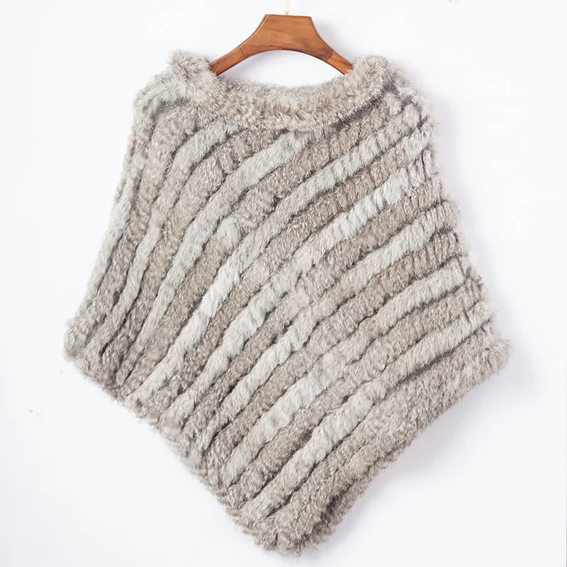 Women's Real Rabbit Fur Poncho Vest Natural Leather Winter Jacket Wrap Coat Shawl  Wedding Party Knitted Fur Vest Wholesale - Matrix Studios