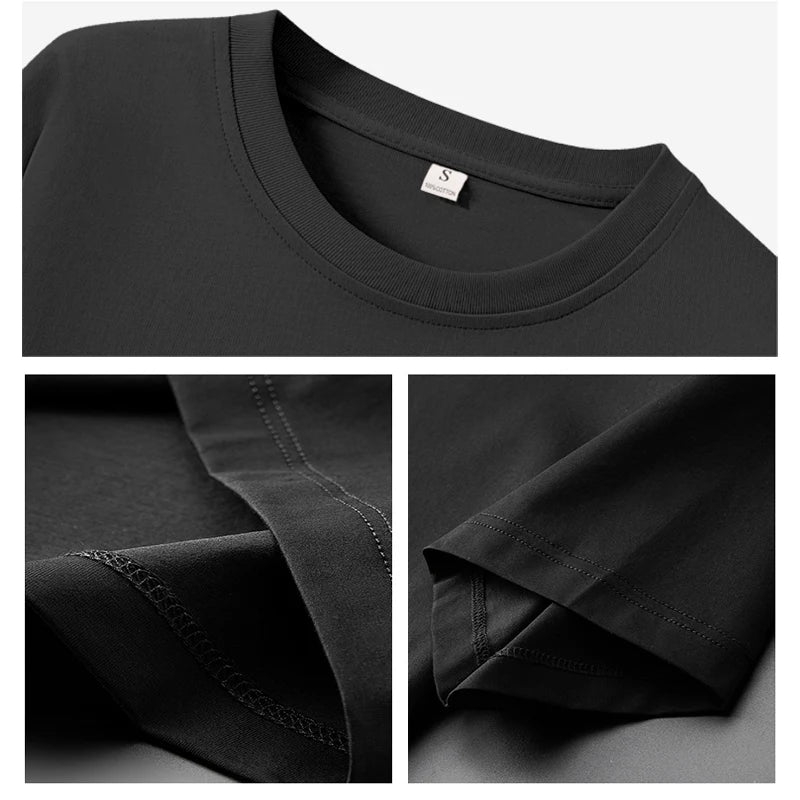 Cotton Short Sleeve Tops 220 Grams Heavy T-shirt Y2k Casual Comfortable Tee Shirt Black & White O-neck Woman Clothing YH2532 - Matrix-studios.com