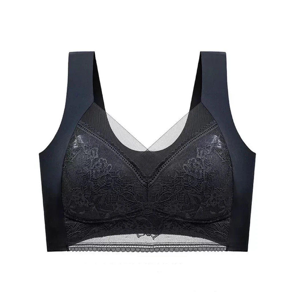 1pcs Women Lace Plus Size Bra Basic Anti Sagging Thin Vest With Padded Female Brassier Lady Ice Silk Seamless Comfort Breath Bra - Matrix Studios