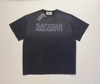 Classic Letter Print Summer Basics Tees Cotton SATOSHI Tshirt Hiphop Street Washed Black Holes Round Neck Short Sleeve Men Women - Matrix-studios.com