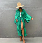 Bikini Cover Up Tie Dye Printed Women Long Beach Kimono Swimsuit Cape 2022 New Summer Beachwear Self Belted Bathing Suit - Matrix Studios