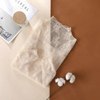 New Women Floral Lace Shirt Spring Autumn Long Sleeve Sexy Mesh Bottoming Shirts Mock Neck Blouse T-Shirt Pullover Top - Matrix-studios.com