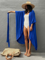 Beach Cover Up Kimono Women Summer 2022 New Pareo Swimsuit Cape Solid Bohemian Tunic Dresses Bathing Suits Dropshipping - Matrix Studios