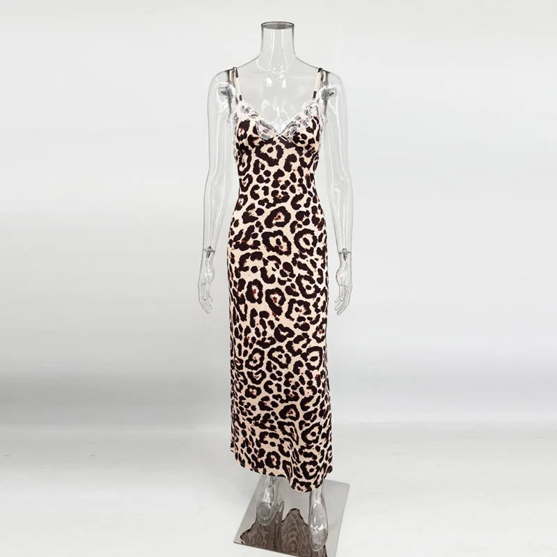 Tossy Lace V-Neck Patchwork Maxi Dress Women Backless High Waist Slim Spaghetti Contrast Party Dress Female Spring Long Dress - Matrix-studios.com