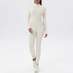 European and American popular zippered long-sleeved trouser jumpsuit slim fit hip-lifting sportswear yoga wear - Matrix Studios