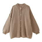 Casual Cardigan Women Sweater Loose Single Breasted O-neck Fashion Sweaters Autumn Office Female All-match Top Coat - Matrix Studios