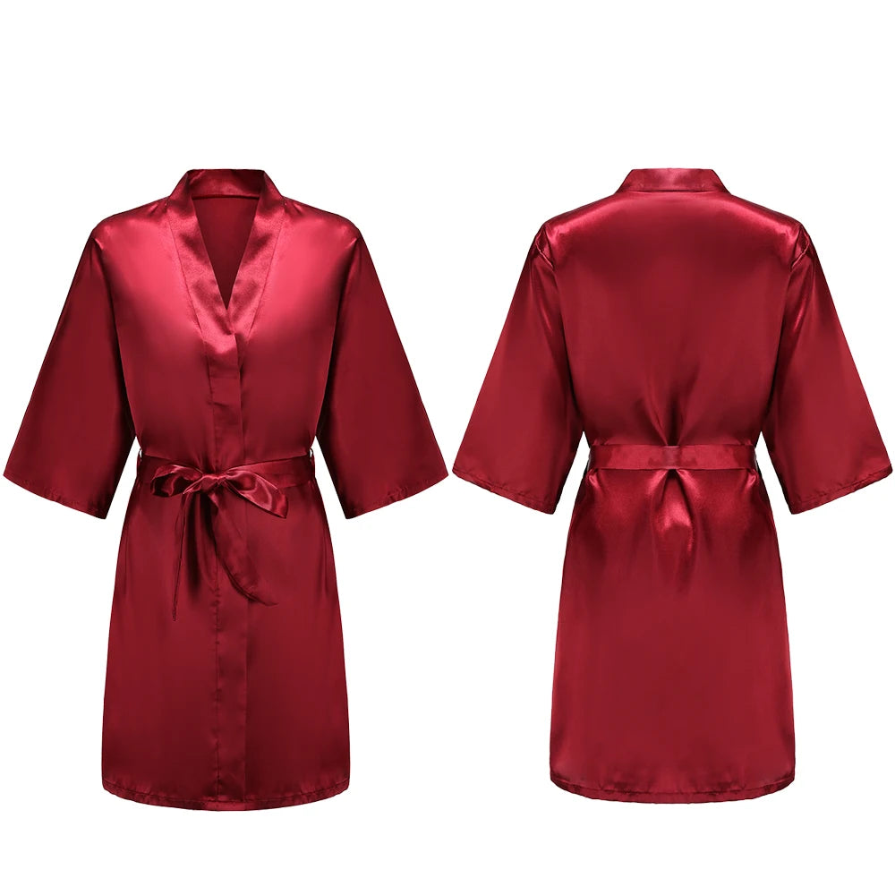 Women's Pure Short Silky Robes Bridesmaid Bride Party Satin Robes Sleepwear