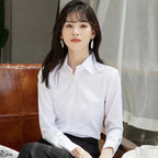 Professional White Shirt Women Office Lady Slim Fit Formal Blouse Woman Daily Commuter Simple Versatile Square Collar Base Shirt - Matrix-studios.com