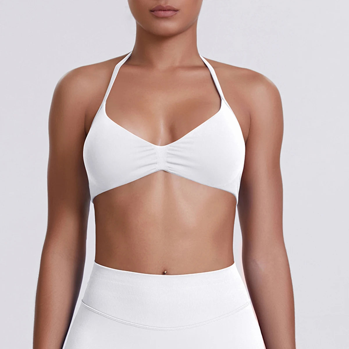 Sexy Neck Strap Bra for Woman Summer Breathable Backless Yoga Bra Women Fitness Solid Color Yoga Sports Bra Workout Top - Matrix-studios.com