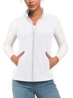 TACVASEN Fleese Sleeveless Vests Womens Fall Winter Thermal Hiking Golf Waistcoats Soft Casual Outerwear Zip Jackets 4 Pockets - Matrix Studios