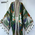 WINYI Summer Outfit Kimono Africa Boho Print Beach Cover Up Muslim Dress Cardigans Beach Wear Women Abaya Dubai Luxury Kaftan - Matrix Studios