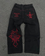 2025 New Prints Jeans Men Streetwear Baggy Wide Leg Jeans Korean Fashion Drapes Straight Casual Loose Denim Cargo Pants - Matrix Studios