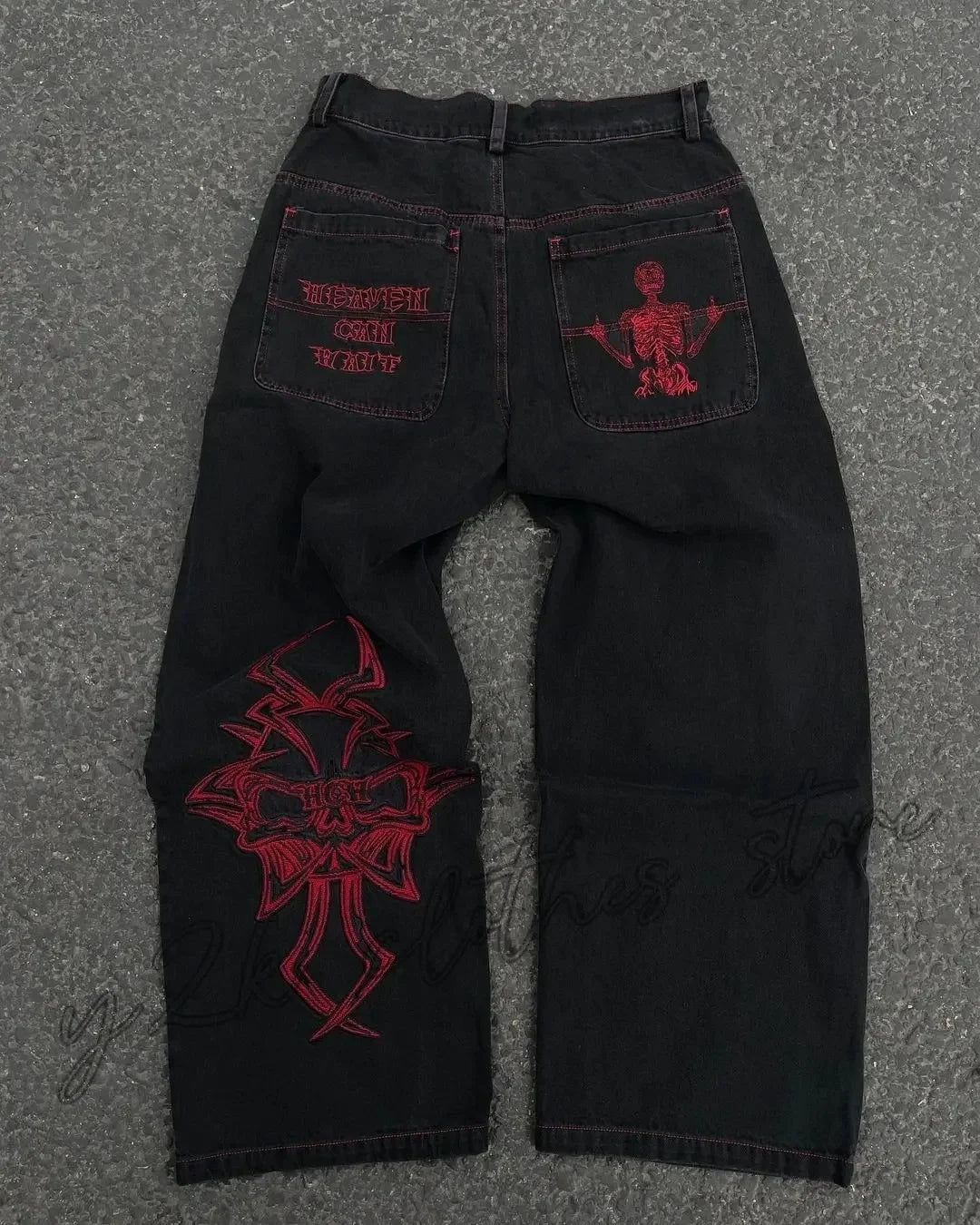 2025 New Prints Jeans Men Streetwear Baggy Wide Leg Jeans Korean Fashion Drapes Straight Casual Loose Denim Cargo Pants - Matrix Studios
