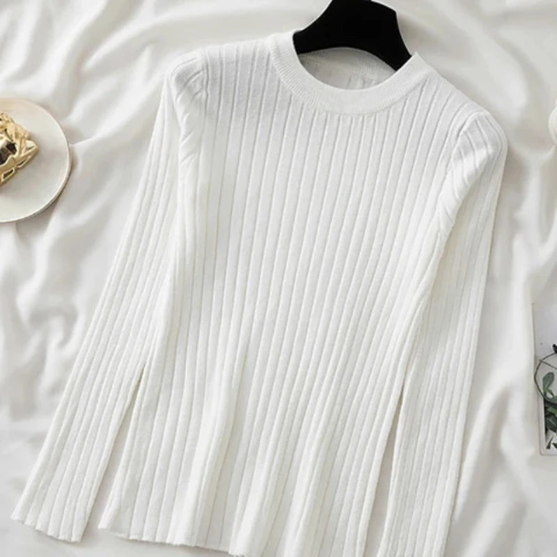 Women Sweater O-neck Autumn Winter Basic Pullover Warm Casual Pulls Jumpers Korean Long-sleeved Solid Knitwear Bottoming Shirt - Matrix-studios.com