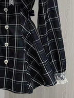 Japanese Fairy Sweet Lace Patchwork Plaid Dress Women Kawaii Grunge Ruffled Long Sleeve Dresses Y2k Aesthetic JK Lolita Vestidos - Matrix-studios.com
