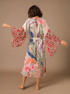 Beach Kimono for Women Peocock Printed Swimsuit Cover Up Self Belted Wrap Dresses Seaside Bathing Suits Beachwear - Matrix Studios