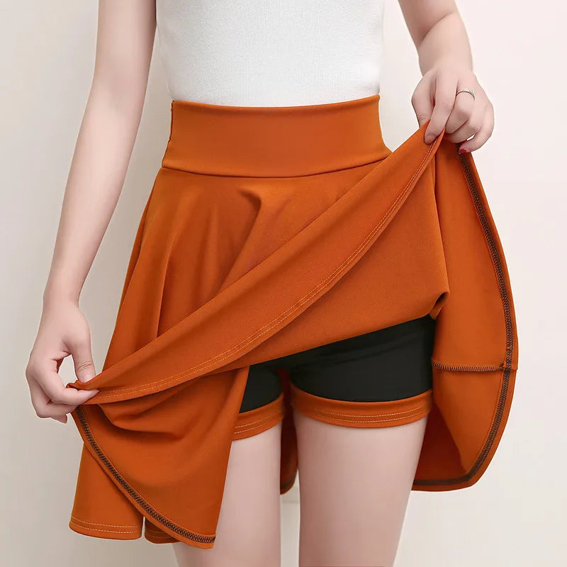 2025 Flared Skirts Women's Basic Shorts Skirt Fashion Versatile Black Casual Mini Skater Medium Pleated Fluffy Skirt Plus Size - Matrix-studios.com