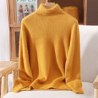 Autumn And Winter New 100% Mink Cashmere Sweater Ladies' High Lapel Solid Color Padded Pullover Wool Knitted Bottoming Shirt - Matrix Studios