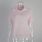 Tornova Knitted Short Sleeve T shirt Women's Polo Fashion Hollow Thin Sweater Top 2025 Summer New Casual Female Solid Knitwear - Matrix-studios.com