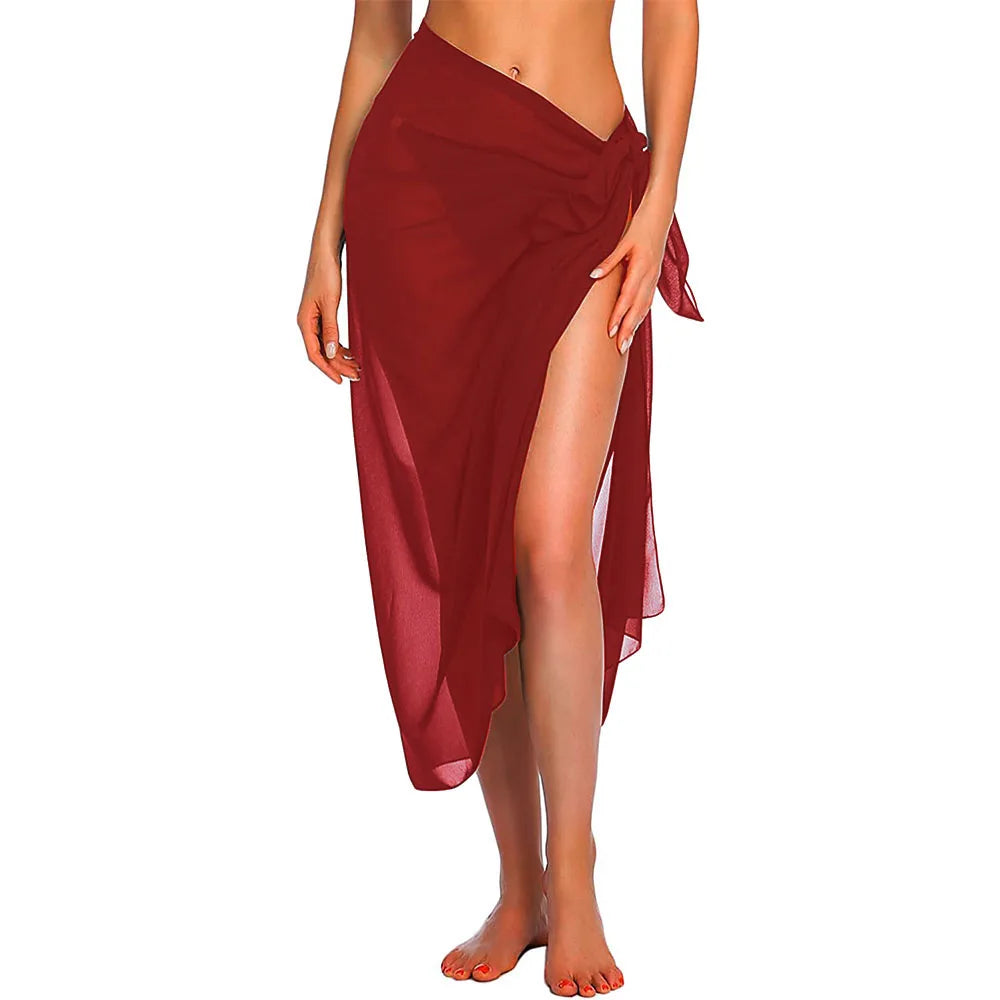 Womens Long&Short Sarong Swimsuit Coverups Summer Beach Bikini Wrap Sheer Short Skirt Scarf for Swimwear Cover-ups - Matrix Studios