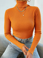2026 Autumn Winter Women Long Sleeve Knitted Foldover Turtleneck Ribbed Pull Sweater Soft Warm Femme Jumper Pullover Clothes - Matrix Studios