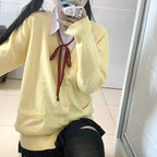 Original anime yellow jk uniform sweater 2025 new autumn and winter Japanese knitted cardigan college style jacket women's top - Matrix Studios