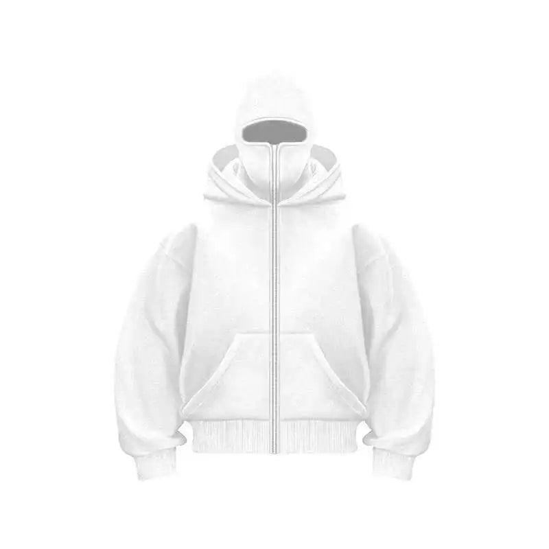 Unisex Plain Hooded Zip Up Sweatshirt Autumn Winter Ins Style Couple Matching Pullover Jacket - Matrix Studios