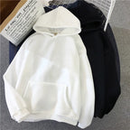 2024Autumn Casual Women's Solid Hoodie Comfortable Strecth Sweatshirts Loose Pocket Warm Clothes Fashion Street Female Pullovers - Matrix-studios.com