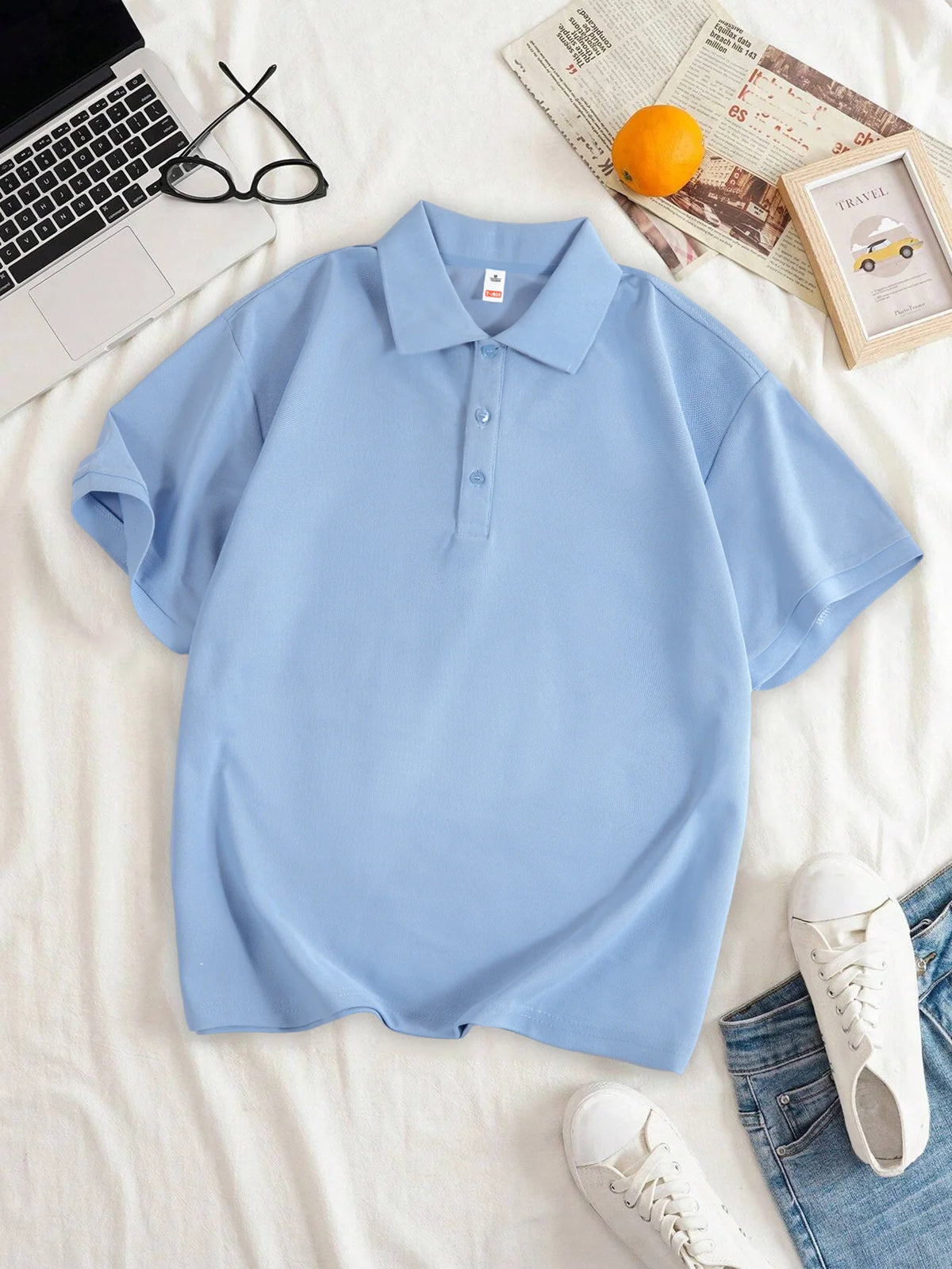 Women Solid Color Polo Shirt Summer Casual Cool Feeling Antibacterial Tops Breathable Short-sleeved Lapel Slim Fit 2025 Clothes - Matrix-studios.com