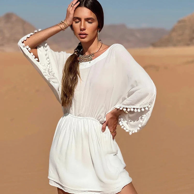 Bikini Cover Up Lace Hollow Crochet Swimsuit Beach Dress Women 2025 Summer Ladies Cover-Ups Bathing Suit Beach Wear Tunic - Matrix Studios