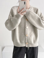 AOSSVIAO Women Cardigans Sweater O-neck Autumn Winter Knitted Loose Cardigans Solid Single Breasted Womens Sweaters - Matrix Studios