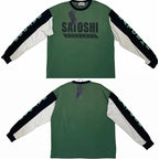 Satoshi Nakamoto Long-Sleeved T-Shirt 26FW Multi-color Patchwork Sleeve Roundneck Letter-Print Tops Loose Casual Design Tee - Matrix-studios.com