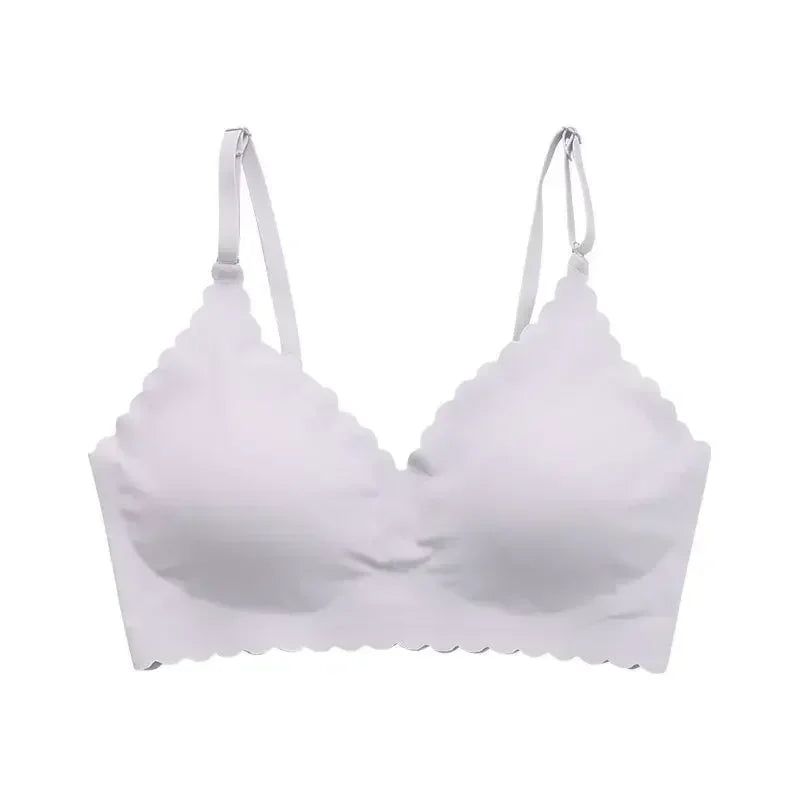 Hot Sale 6 Colors New Ice Silk Underwear Comfy Bra WireFree Padded Wavy Edge Invisible Yoga Wear Ladies Bra Seamless Women Bra - Matrix Studios