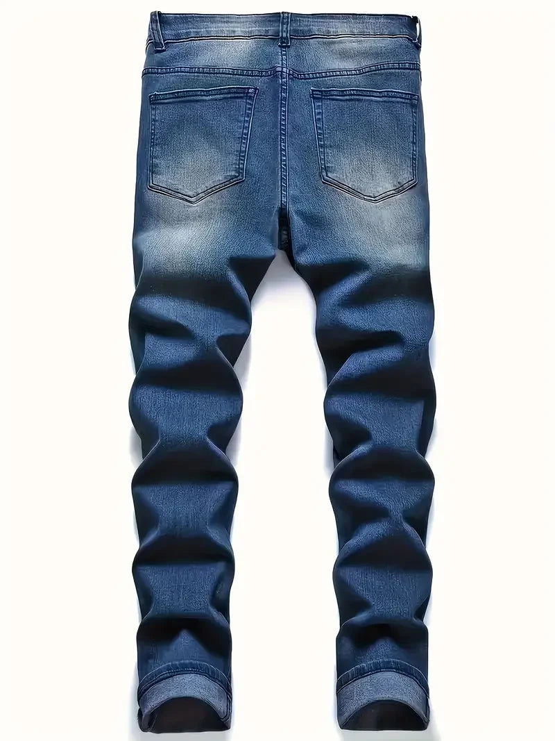Men's Distressed Stretch Denim Jeans Street Style Ripped Detail Comfortable Versatile All Seasons Everyday Fashion - Matrix Studios