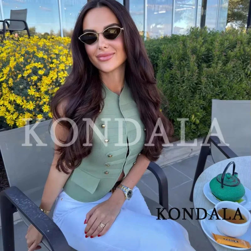Guobioziy2026 Women's New Rope Knot Decorative Knit Vest Casual and Versatile Elegant and Graceful - Matrix Studios