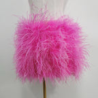 Real feather mini skirt, elastic waist sexy clothing, club, party dance party carnival short skirt can be customized in size - Matrix Studios
