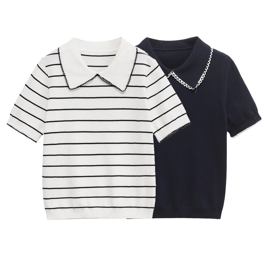 Vintage Women's for Polo T-Shirts Ladies Top Striped Short Sleeves Knitted Golf Wear New Long Jerseys Tops 2142040 - Matrix-studios.com