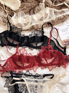 French Underwear Set Sexy Lace Flowers Embroidery Bra Set Women Intimates Summer Ultra Thin Breathable Bralette Lingerie Panties - Matrix-studios.com