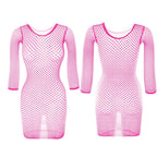 1PC Women Sexy Fishnet Beach Cover Up Long Sleeves Hollow Out Bodycon Dress See Through Summer Swimwear - Matrix Studios