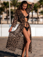 New Sexy Leopard Printed Beach Cover Up Chiffon Cover-ups Swimwear Beach Wear Summer Beachwear Female Women Long Dress K3219C - Matrix Studios