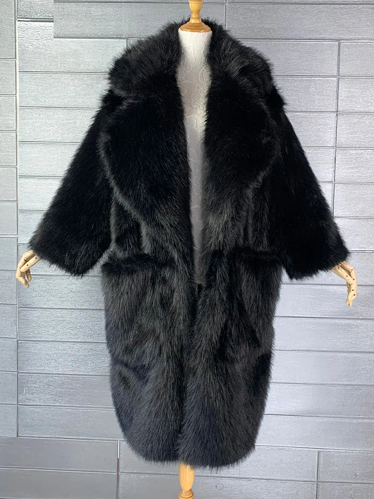 Lautaro Winter Long Oversized Pink Thick Warm Soft Shaggy Fluffy Faux Fur Coat Women Pockets Lapel Loose Sweet Cute Fashion 2022 - Matrix Studios