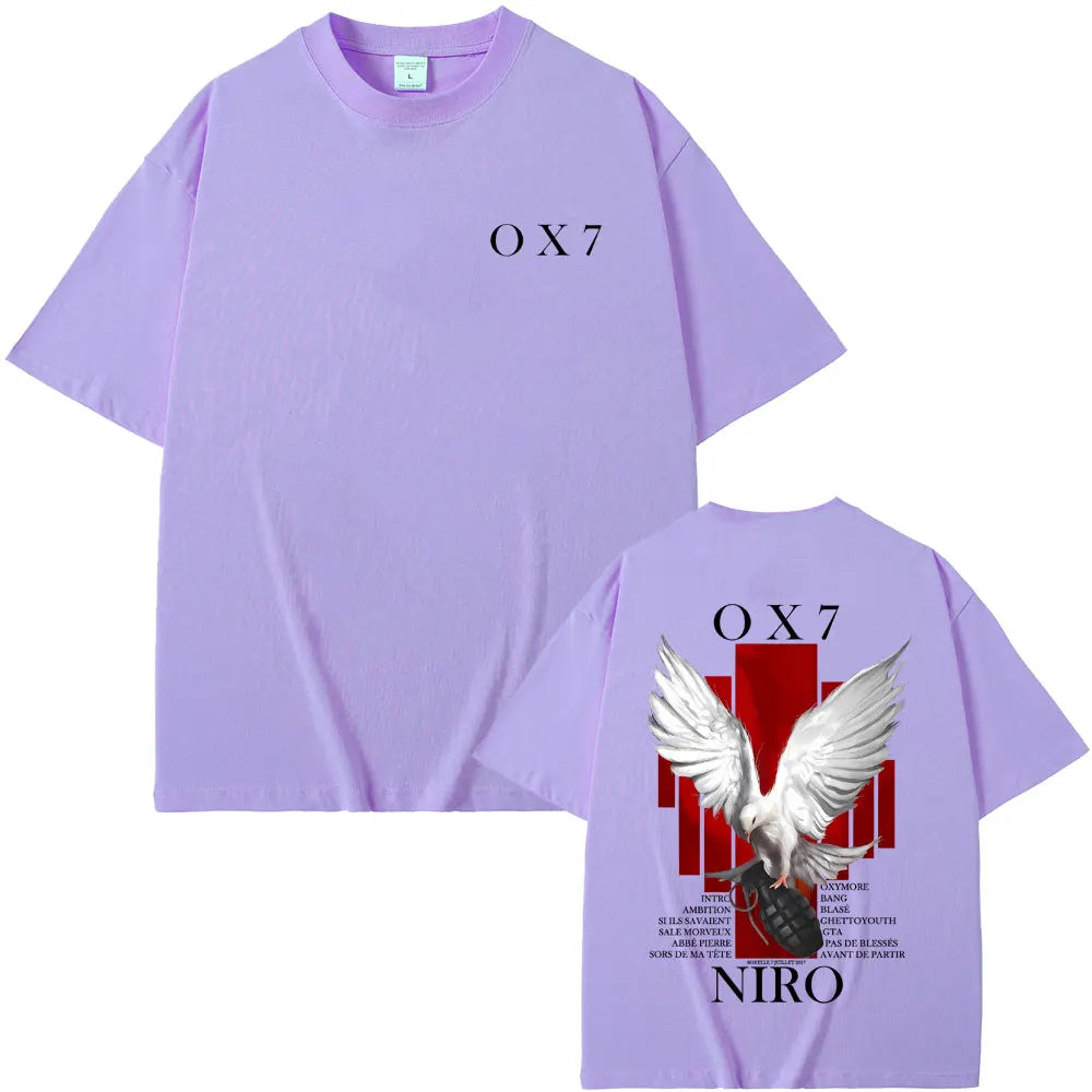 Rapper Niro OX7 Album Graphic T-shirt Men Women Hip Hop Fashion Pop Music T-shirts Male Casual Cotton Vintage T Shirt Streetwear