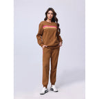 Women's 2 Piece Outfits Rainbow Stripe Sweatsuit Set Long Sleeve Crewneck Sweatshirt Pullover Top & Jogger Pants with Pockets Soft Casual Loungewear Tracksuit Oversized Relaxed Fit Matching Set for Fall Winter Streetwear