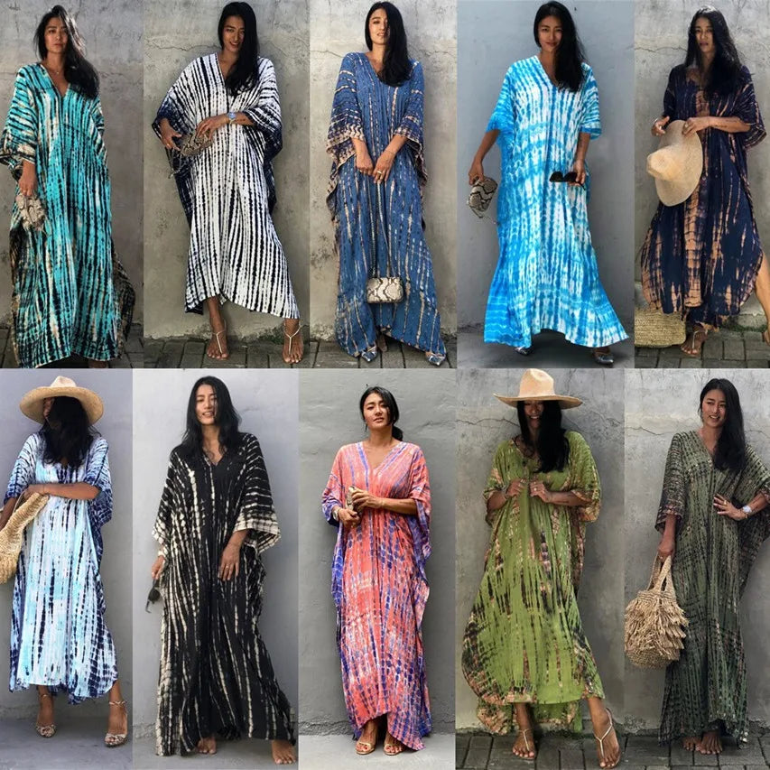 Plus Size Women Beachwear Long Beach Coverups Kaftan Casual Caftan Dress Swimwear cover ups - Matrix Studios