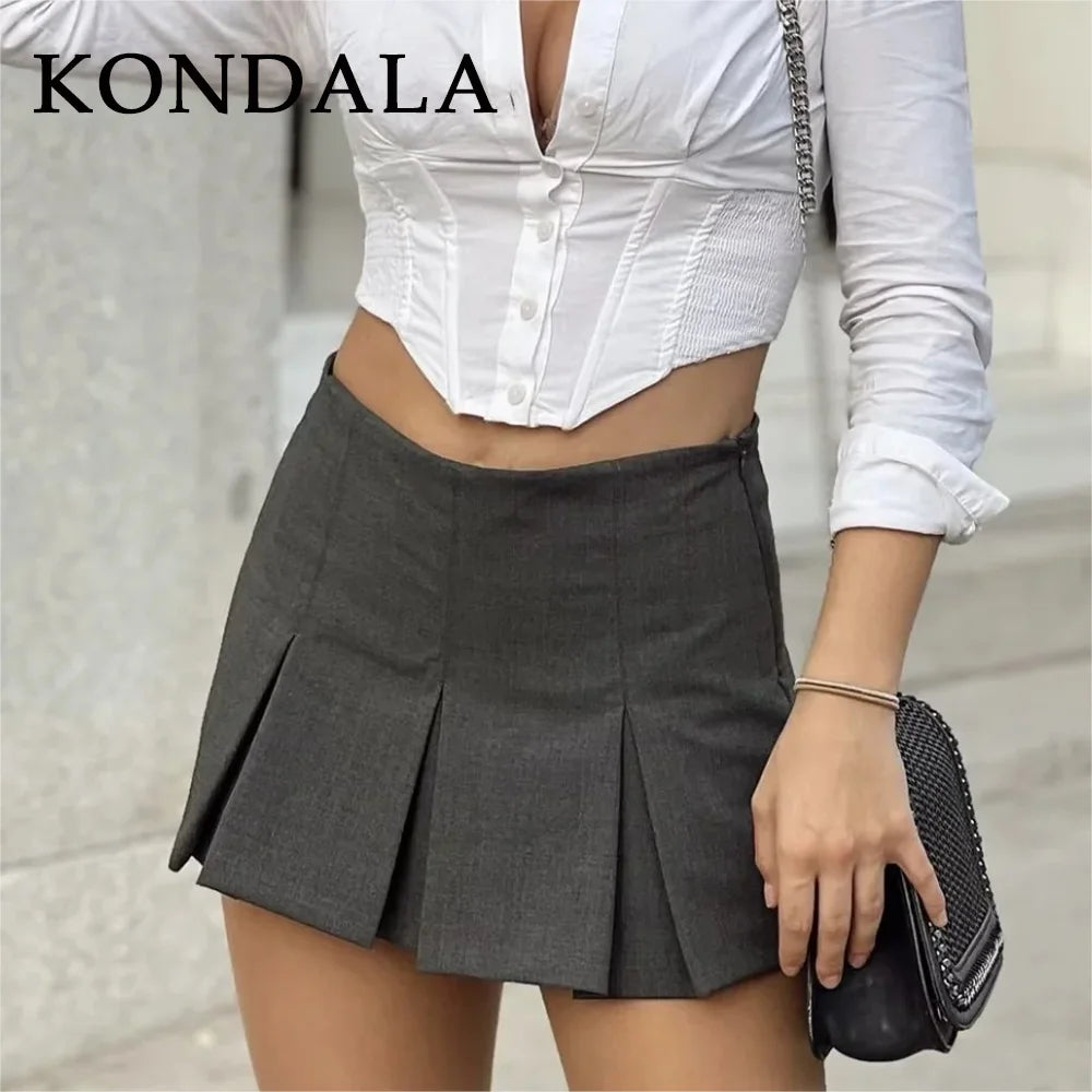 KONDALA 2026 Spring Summer Women Casual Tierred Mini Skirts Fashion Vintage Valentine‘s Day Ruffles Pleated Sexy Shorts Skirts - Matrix-studios.com