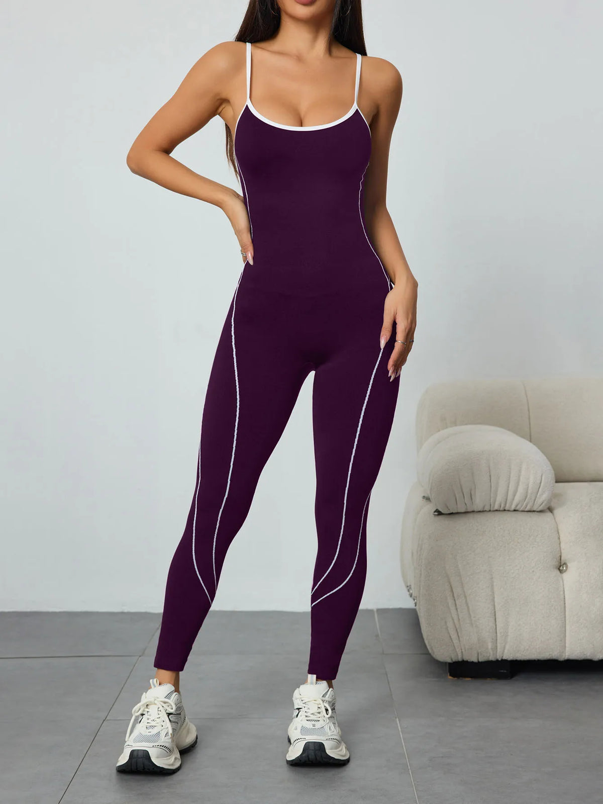 Women Seamless Yoga Jumpsuit Workout Bodysuit Tummy Control Butt-Lifting Gym Clothes Sleek Sportswear Striped Athletic Outfit - Matrix Studios
