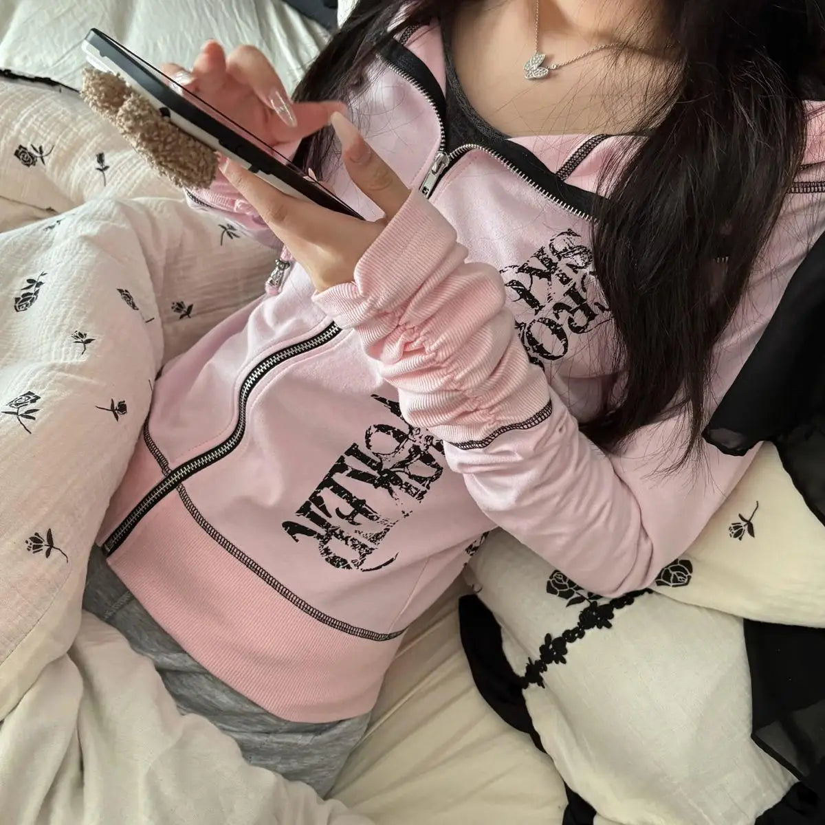 Harajuku Y2k Gothic Hooded Coat Women 2025 Autumn New Casual All-match Jackets Subcultural Japanese Black Tops Mujer Sweatshirt - Matrix Studios